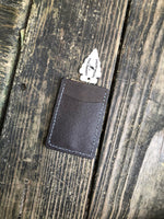 Chocolate Pebble Oil Tanned and Black 3 Slot Minimalist Wallet