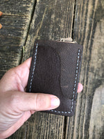 Chocolate Pebble Oil Tanned and Black 3 Slot Minimalist Wallet