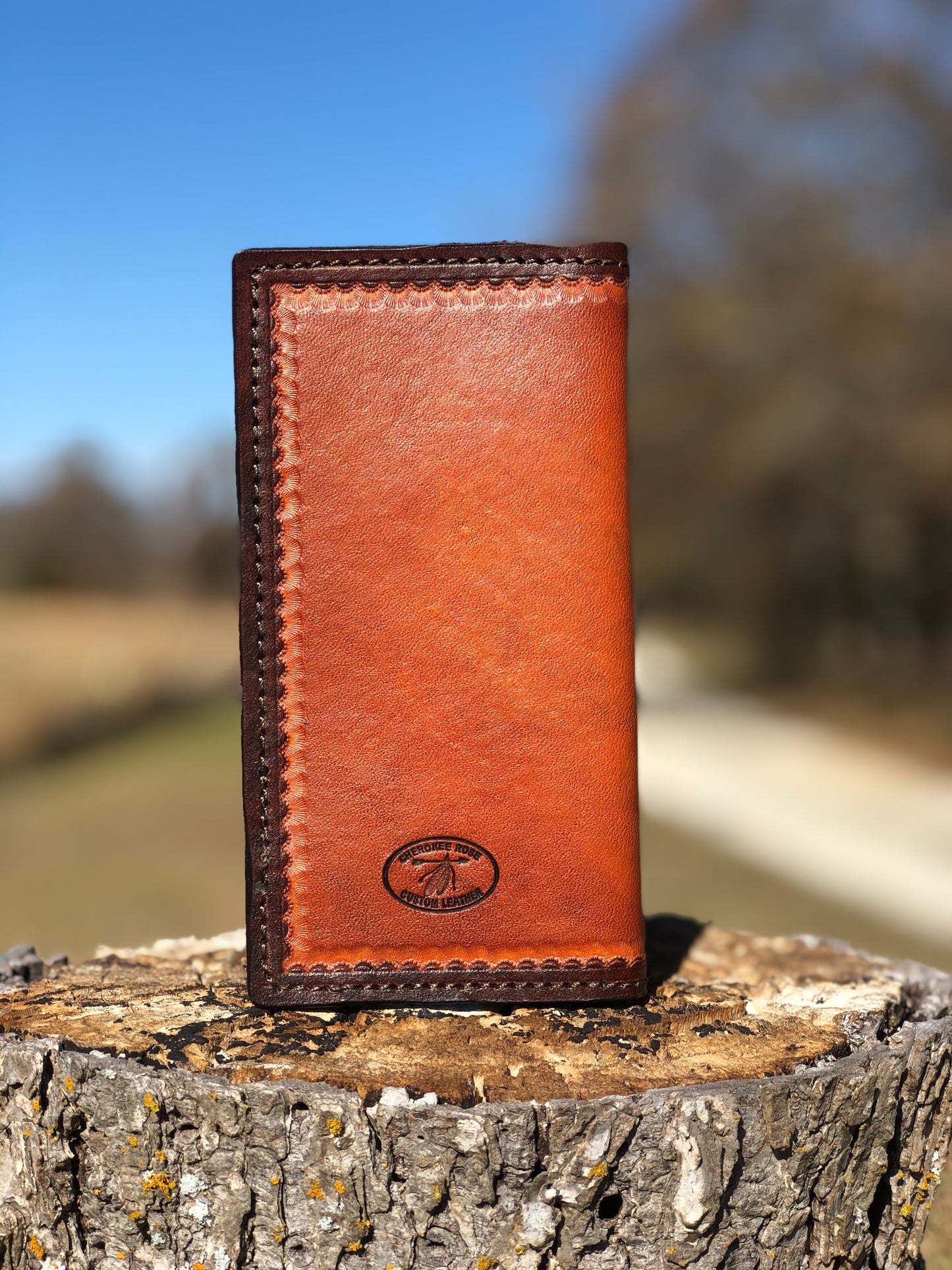 Custom Minimal Stamped Leather Roper Wallet – Handmade Personalized Long Wallet
