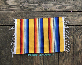 13" x 19" Bright Yellow Mexican Serape Place Mat - Peyote Rose