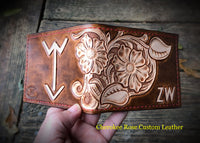 Custom Order~Carved Leather BiFold Mens Wallet