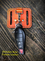 Leather Belt Key Clip - Peyote Rose