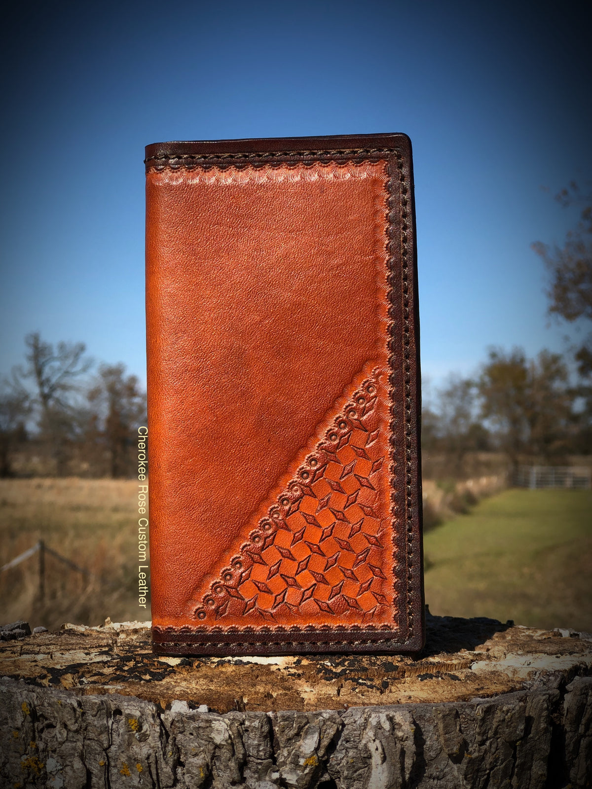 Custom Minimal Stamped Leather Roper Wallet – Handmade Personalized Long Wallet