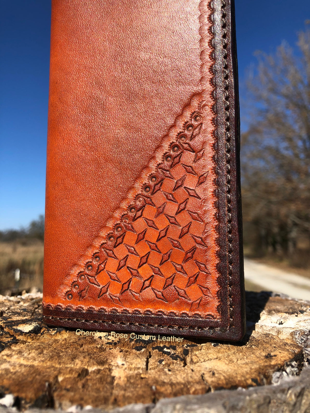 Custom Minimal Stamped Leather Roper Wallet – Handmade Personalized Long Wallet