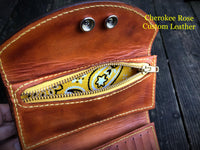 Sheridan Styled Carved Leather Ladies Clutch - Peyote Rose