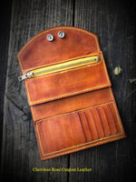 Sheridan Styled Carved Leather Ladies Clutch - Peyote Rose