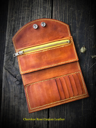 Sheridan Styled Carved Leather Ladies Clutch - Peyote Rose