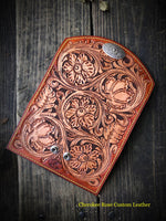 Sheridan Styled Carved Leather Ladies Clutch - Peyote Rose