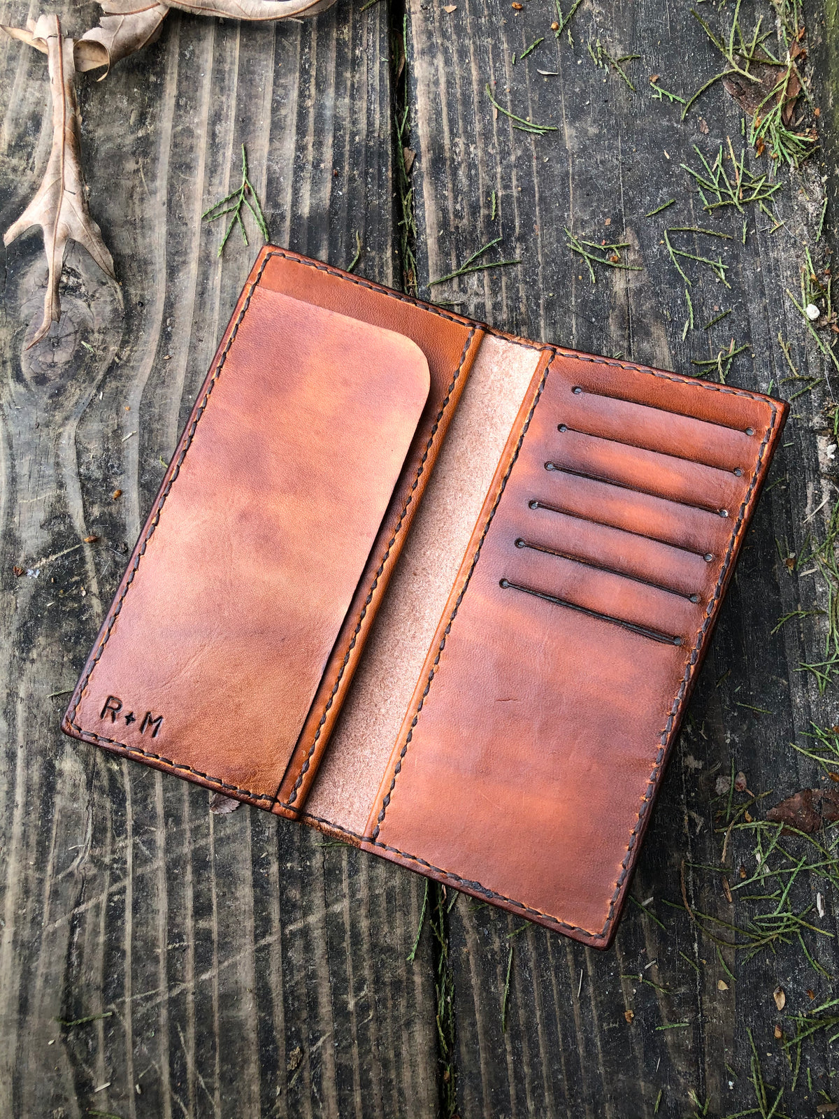 Custom Minimal Stamped Leather Roper Wallet – Handmade Personalized Long Wallet