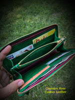 One of a Kind Handpainted Clutch Wallet Zuni Bear & War Pony - Peyote Rose