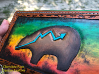 One of a Kind Handpainted Clutch Wallet Zuni Bear & War Pony - Peyote Rose