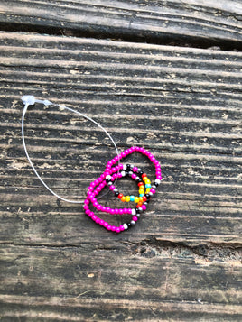 Hot Pink Beaded Stackable Rings