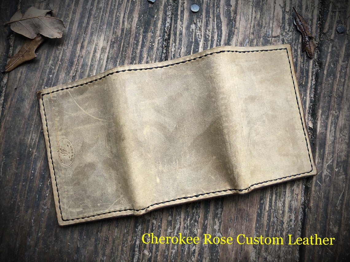 Handmade Oil Tanned Leather Trifold Wallet | Custom Men's Wallet