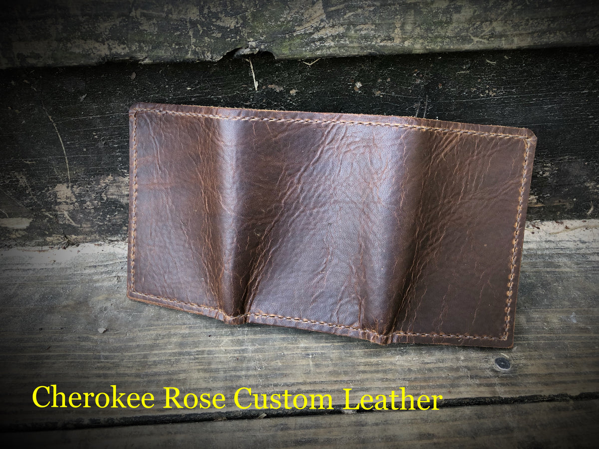Handmade Oil Tanned Leather Trifold Wallet | Custom Men's Wallet