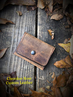 Rustic Brown Oil Tanned Single Snap Minimalist Wallet