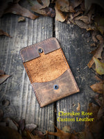 Rustic Brown Oil Tanned Single Snap Minimalist Wallet