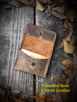 Rustic Brown Oil Tanned Single Snap Minimalist Wallet