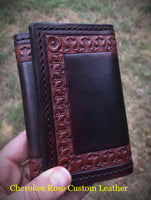 Custom Order ~ Minimal Stamped or Initial Men's Trifold Leather Wallet