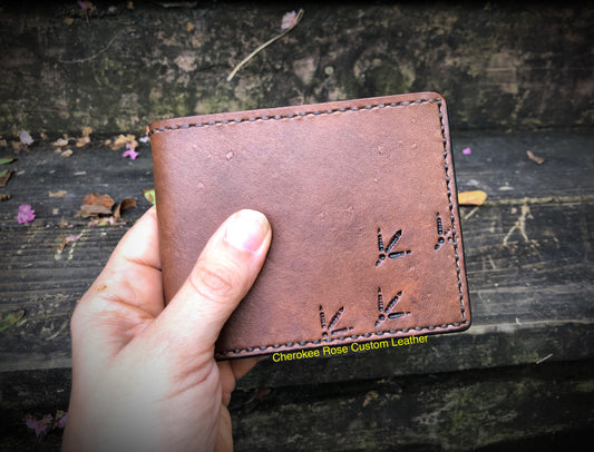 Custom Minimal Stamped Leather Bifold Wallet – Handmade Personalized Wallet