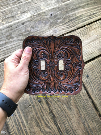 Leather Double Light Switch Cover