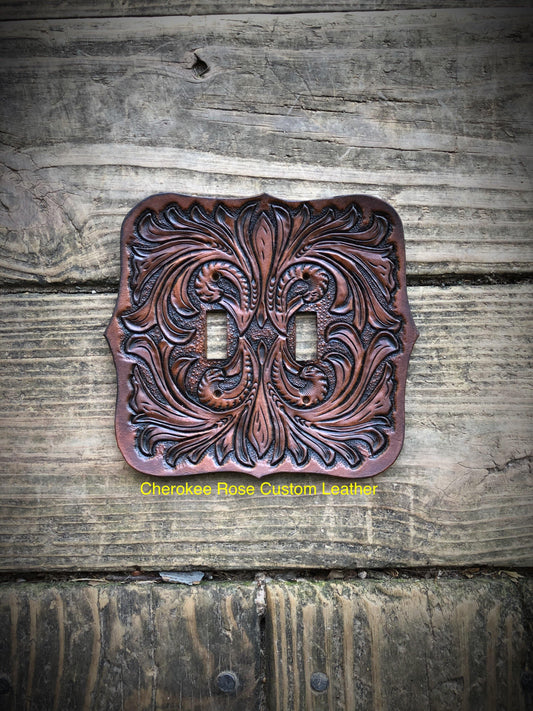 Leather Double Light Switch Cover