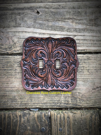 Leather Double Light Switch Cover