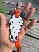 Custom Painted Leopard Appaloosa Horse Head Keychain