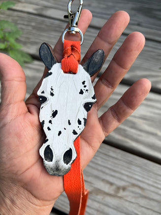 Custom Painted Leopard Appaloosa Horse Head Keychain