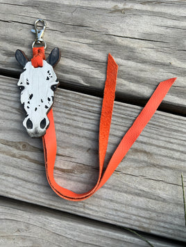 Custom Painted Leopard Appaloosa Horse Head Keychain