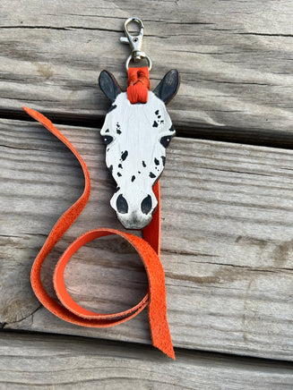 Custom Painted Leopard Appaloosa Horse Head Keychain
