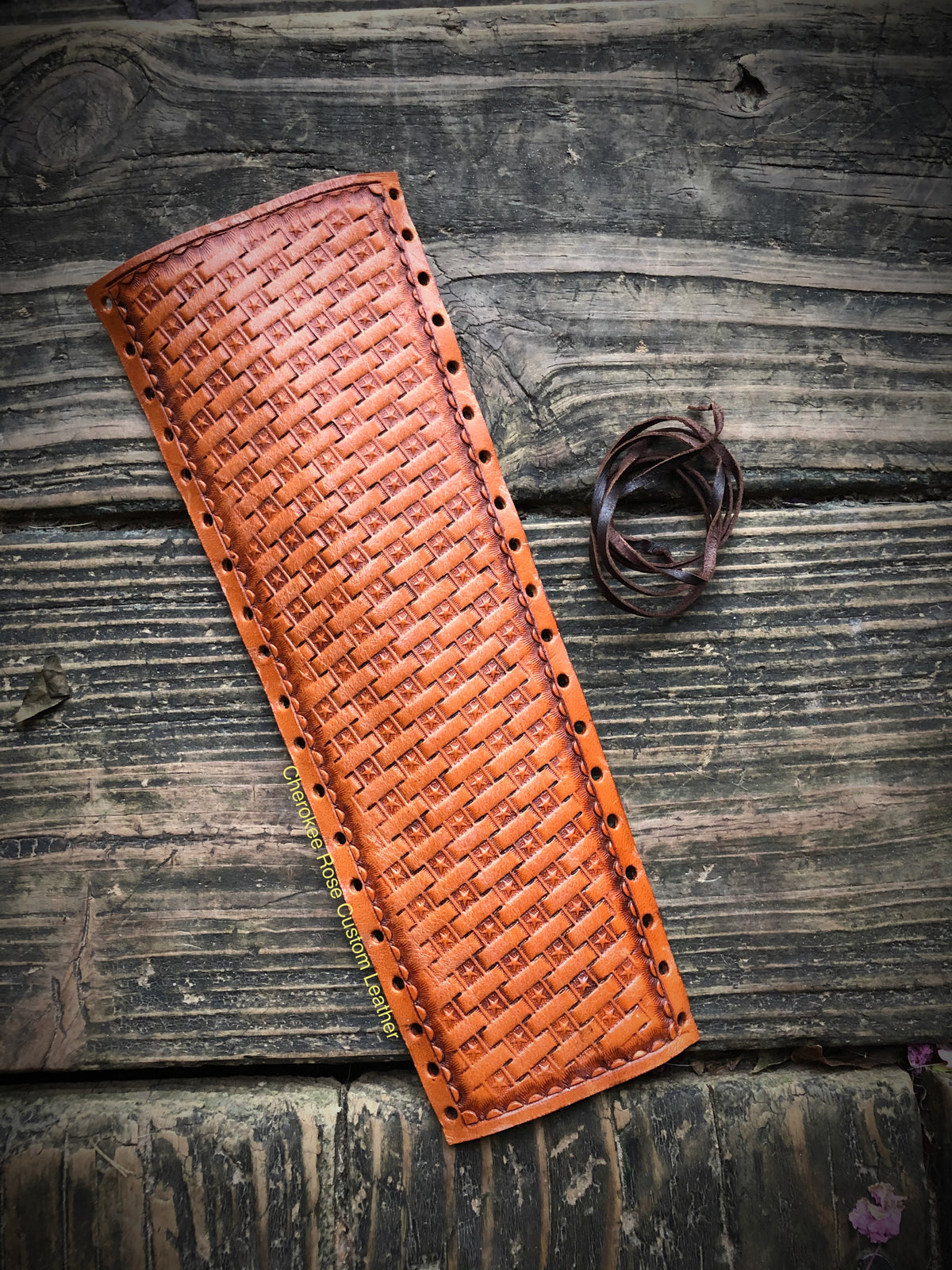 Custom Order~ Texas Star Basketweave Leather Show Stick Wrap