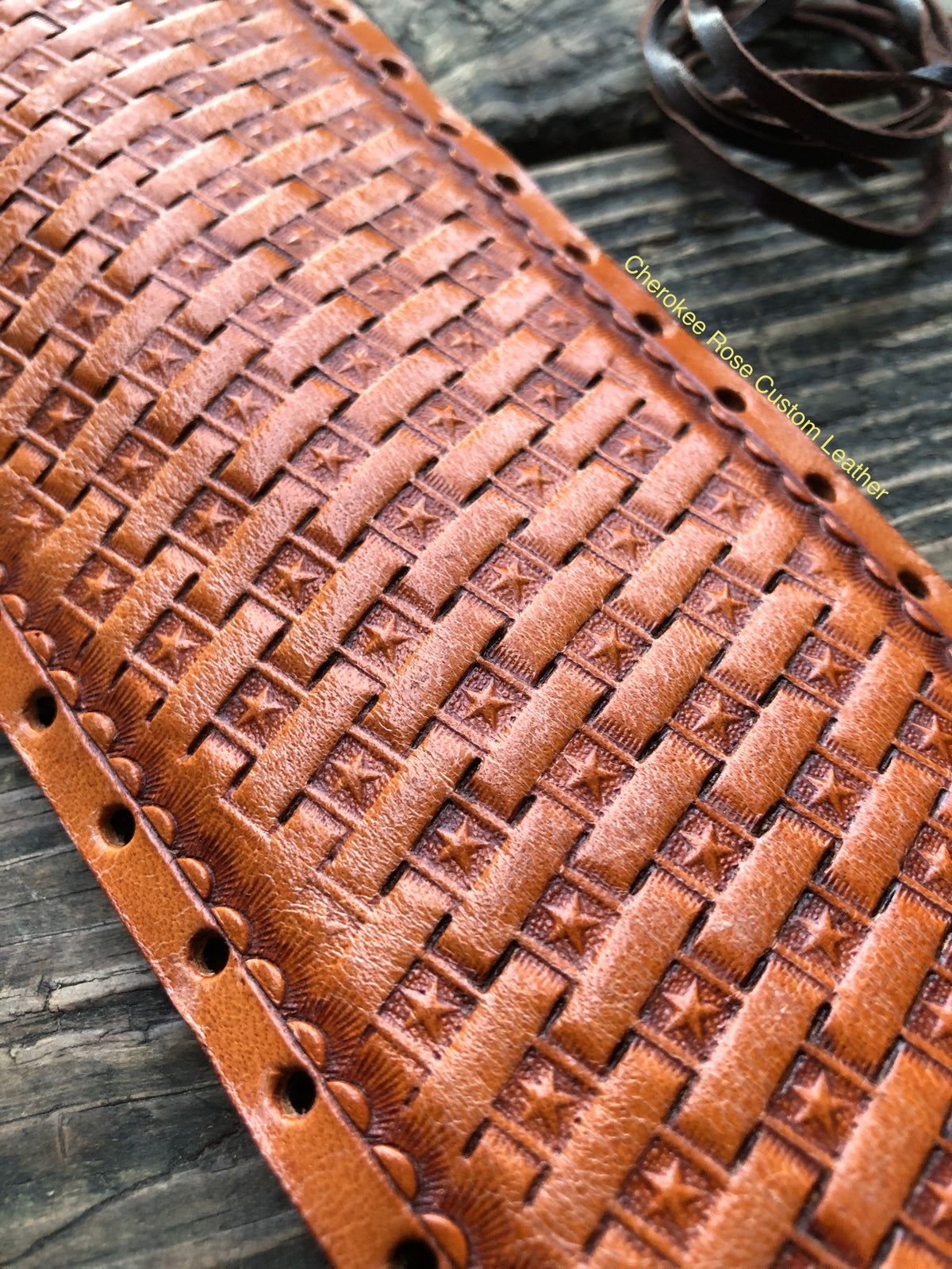 Custom Order~ Texas Star Basketweave Leather Show Stick Wrap