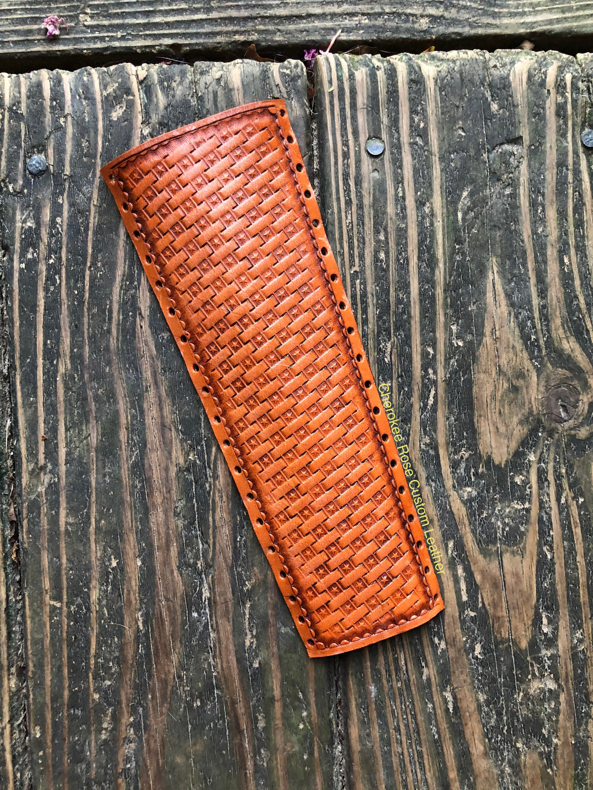 Custom Order~ Texas Star Basketweave Leather Show Stick Wrap