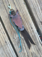 Hand Painted Red Bay Horse Face Key Chain