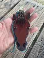 Hand Painted Red Bay Horse Face Key Chain