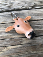 Hand Painted Jersey Cow Leather Keychain