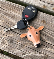 Hand Painted Jersey Cow Leather Keychain