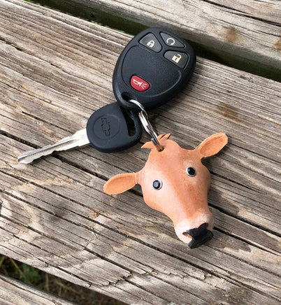 Hand Painted Jersey Cow Leather Keychain