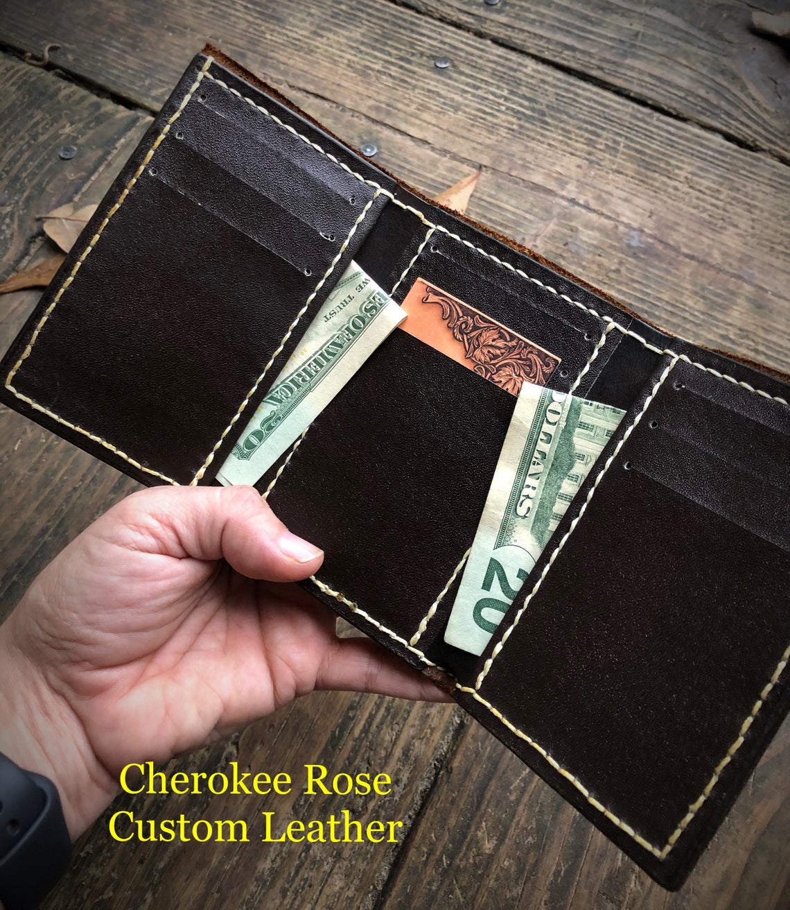 Custom Stamped Leather Trifold Wallet – Handmade Men's Wallet