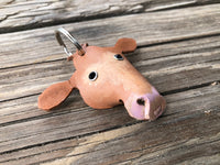 Hand Painted Limousin Cow Leather Keychain