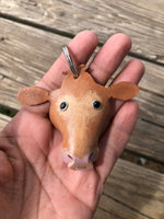 Hand Painted Limousin Cow Leather Keychain