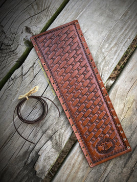 Custom Order~ Texas Longhorn Basketweave Leather Show Stick Wrap