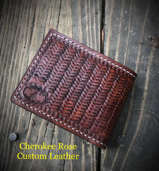 Custom Fully Stamped Leather Bifold Wallet – Handmade Men's Wallet