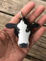 Hand Painted Simmental Cow Leather Keychain