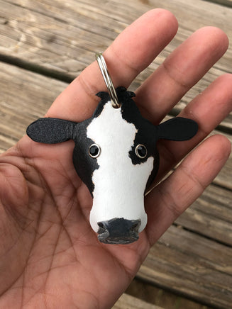 Hand Painted Simmental Cow Leather Keychain