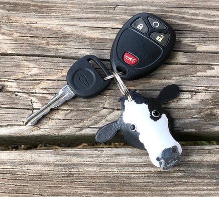 Hand Painted Simmental Cow Leather Keychain