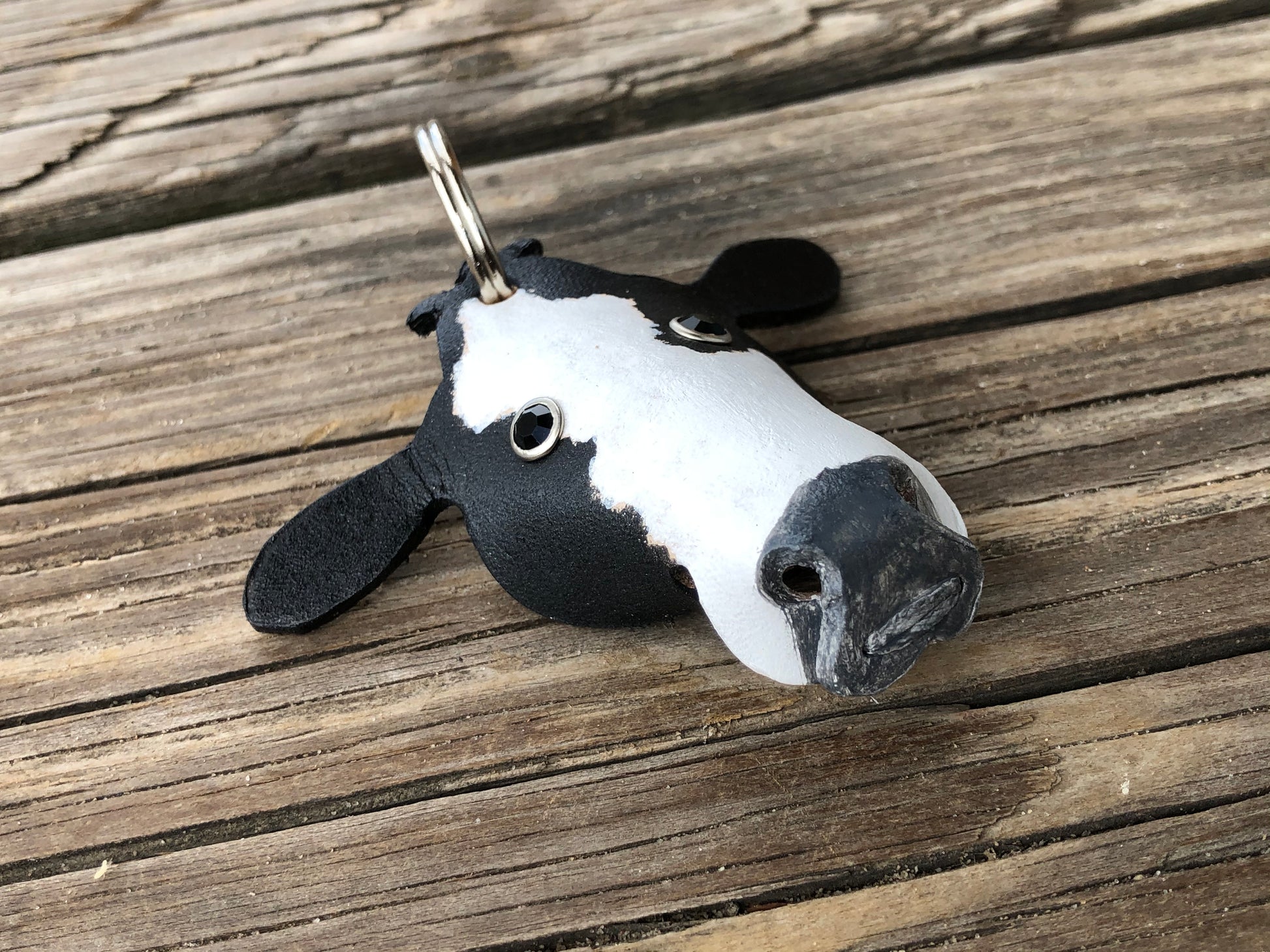 Hand Painted Simmental Cow Leather Keychain