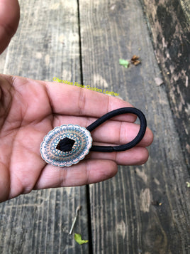 Antique Bronze Concho Hair Tie - Peyote Rose
