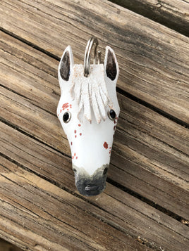 Hand Painted Leopard Appaloosa Horse Leather Keychain