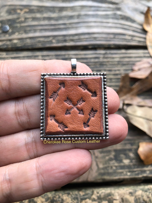 Tribal Arrows Leather Pendant Necklace